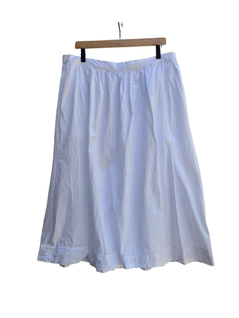 White Cotton Skirt Midi XXL A New Day Lined Gathered A-Line Side Pockets Cottage